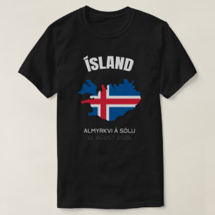 2026 Totale Zonsverduistering IJsland Vlag T-shirt