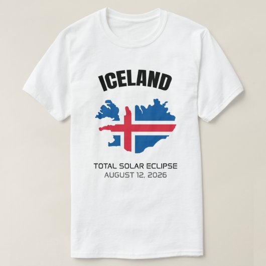2026 Totale Zonsverduistering IJsland Vlag T-shirt (Design voorkant)