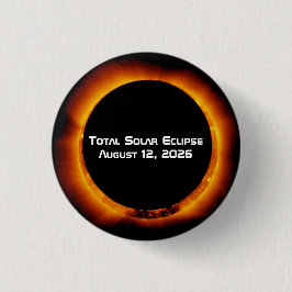 2026 Totale Zonsverduistering Ronde Button 3,2 Cm