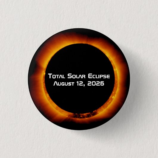 2026 Totale Zonsverduistering Ronde Button 3,2 Cm (Voorkant)