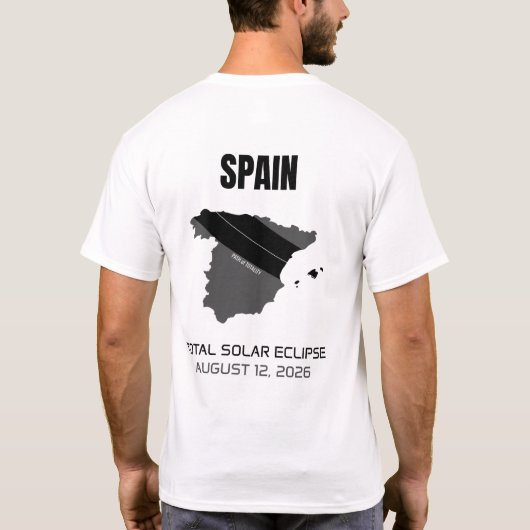 2026 Totale Zonsverduistering Spanje Land T-shirt (Achterkant)