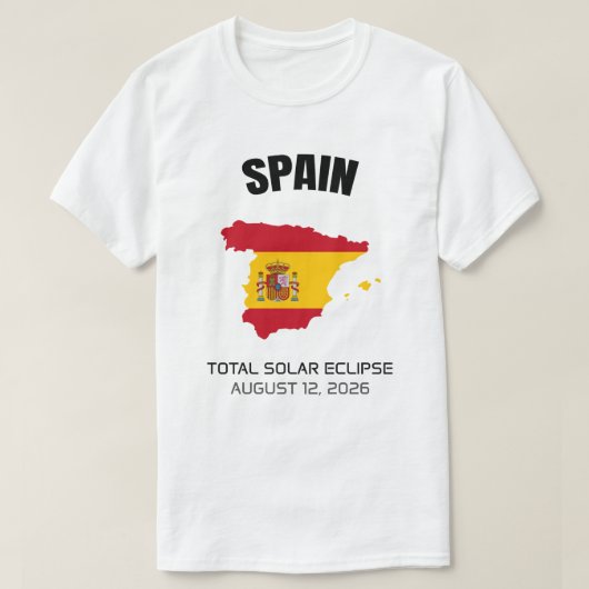 2026 Totale Zonsverduistering Spanje Vlag T-shirt (Design voorkant)