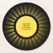 2026 Totale zonsverduistering uw tekst gepersonali Ronde Kartonnen Onderzetter (Voorkant)