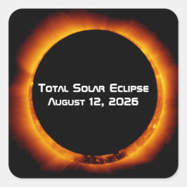 2026 Totale Zonsverduistering Vierkante Sticker