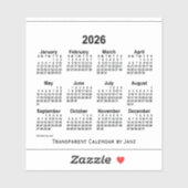2026 Transparante kalender door Janz Sticker (Vel)