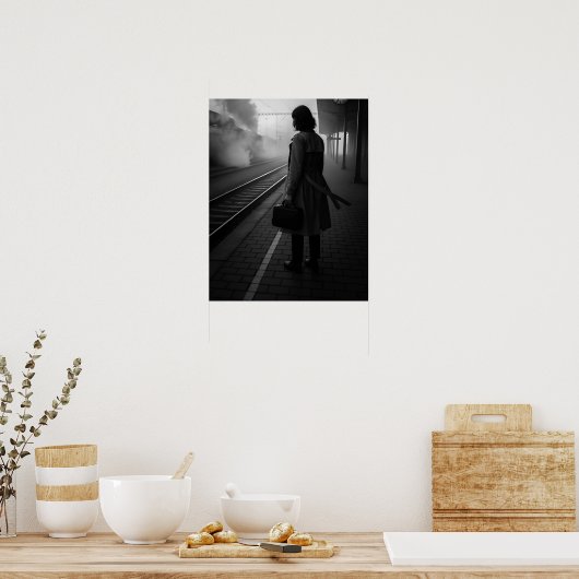 2026 Trein Perron Eenzaamheid Print (Keuken)