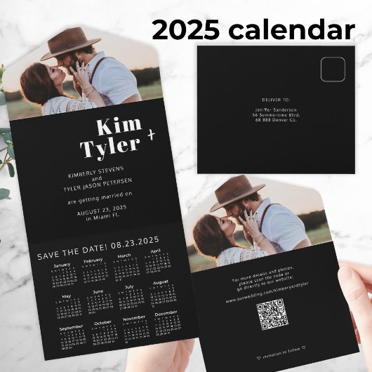 2026 trouwkalender foto unieke bewaar datum QR All In One Uitnodiging
