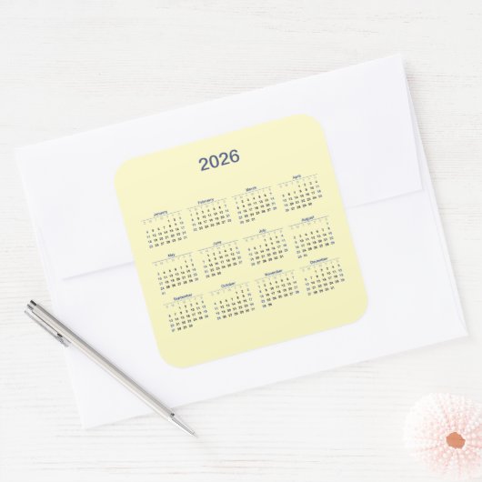 2026 Twaalf maanden Kalender Square Sticker (Envelop)