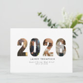 2026 typografie 4 afbeelding afstudeeraankondiging kaart (Staand voorkant)