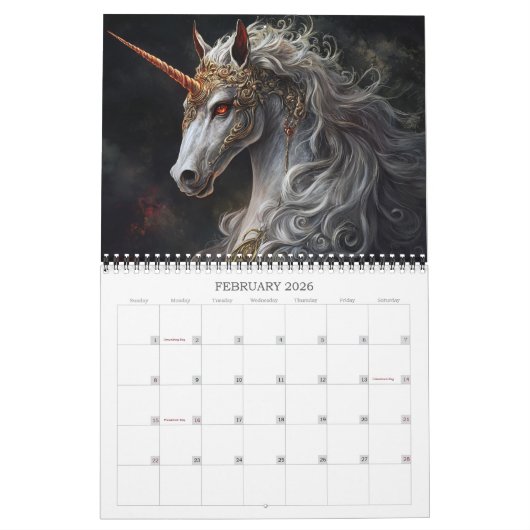 2026 Unicorns 2 Fantasy Art Kalender (Feb 2026)