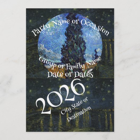 2026 Vacation Trip Tour Road Dinner Wine Ship Date Kaart (Voorkant)