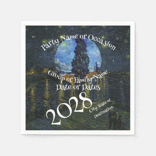 2026 Vacation Trip Tour Road Dinner Wine Ship Date Servet (Voorkant)