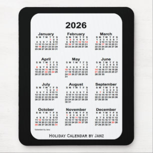 2026 Vakantie Tweetonig Zwart Kalender van Janz Muismat