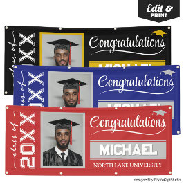 2026 Verjaardagsbanner met naam en school bewerkba Spandoek