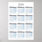 2026 Verticaal Jaar Kalender Poster (Voorkant)