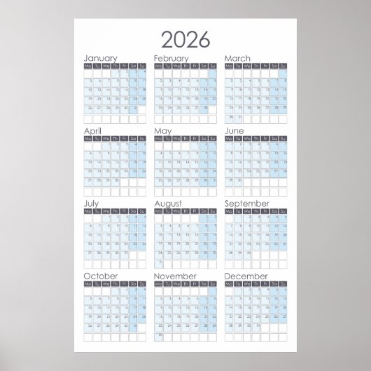 2026 Verticale Jaarkalender Poster (Voorkant)