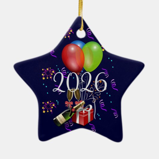 2026 Vieren, tijd om te feesten.  Keramisch Ornament (Achterkant)