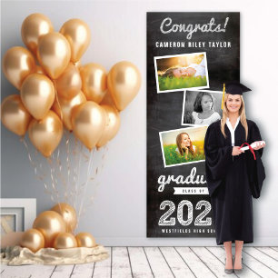 2026 Vintage Krijtbord Schets 3 Foto Grad Feestje Spandoek