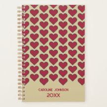 2026 Vintage Retro Red Heart Yellow Pattern Name