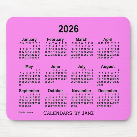 2026 Violet Calendar door Janz Muismat (Voorkant)