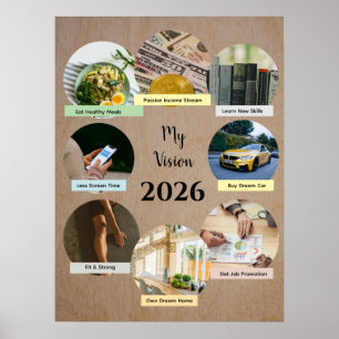 2026 Visie met 8 Zwevende Fotocirkels Poster