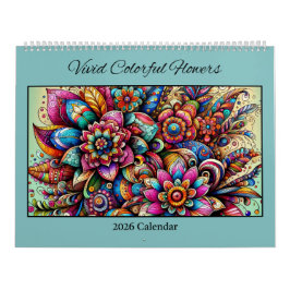 2026 Vivid Colorful Flowers Calendar Kalender