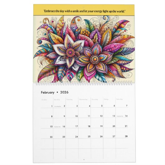 2026 Vivid Colorful Flowers Calendar Kalender (Feb 2026)