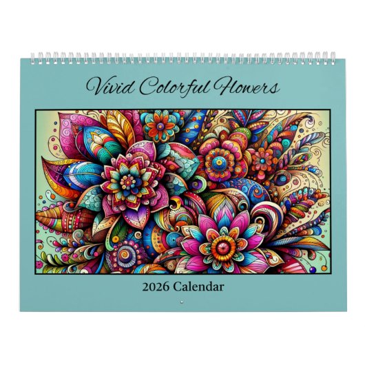 2026 Vivid Colorful Flowers Calendar Kalender (Hoes)