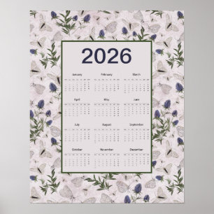 2026 Vlinders Distel Wandkalender Poster