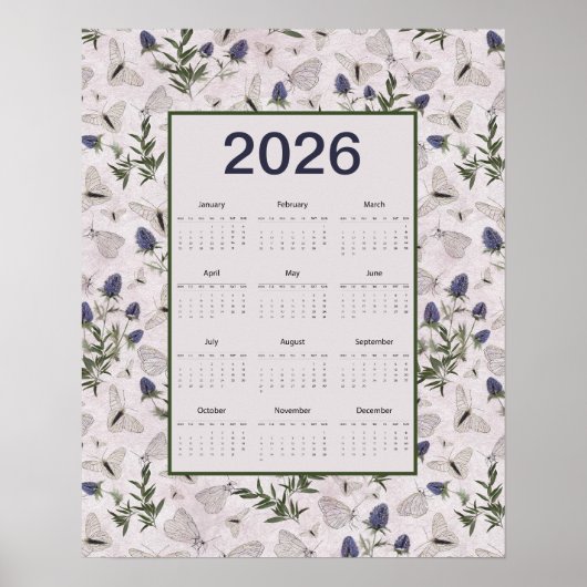 2026 Vlinders Distel Wandkalender Poster (Voorkant)