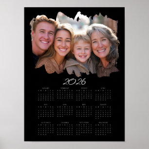 2026 Voeg uw foto toe Jaarlijkse muurkalender Poster