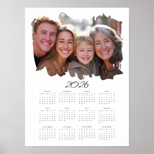 2026 Voeg uw foto toe Jaarlijkse muurkalender Poster (Voorkant)