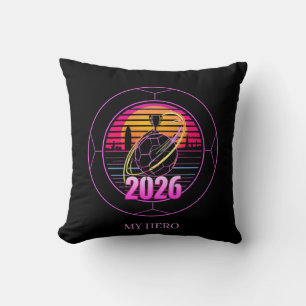 2026 Voetbaltoernooi Neon Retro Embleem Grafisch Kussen