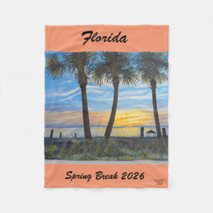 2026 VOORJAARSVAKANTIE FLORIDA PALMBOOM FLEECE DEKEN