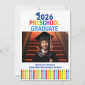 2026 Voorschoolse Foto Aangepaste Kinderen Afstude Aankondiging (Voorkant)