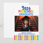 2026 Voorschoolse Foto Aangepaste Kinderen Afstude Aankondiging (Voorkant / Achterkant)