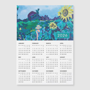 2026 Vrouw in Zonnebloem Veld Schilderkalender