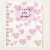 2026 Vrouwelijke Planner | Zachte Roze Harten & El (Voorkant)