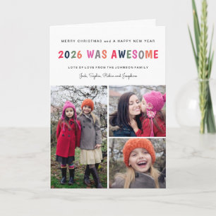2026 Was Awesome Gevouwen Kerst Foto Collage Kaart