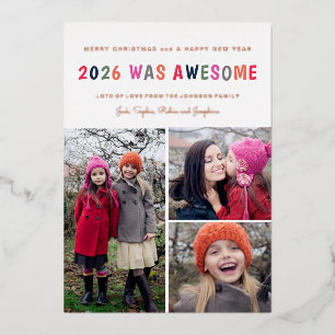 2026 Was Awesome Kerst Foto Collage Folie Feestdagenkaart