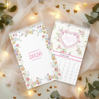 2026 Watercolor Pastel Floral Calendar with Quotes Kalender