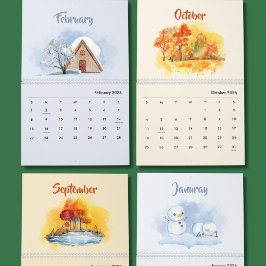 2026 Watercolor Seasons Calendar Kalender