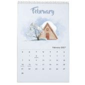 2026 Watercolor Seizoenen Kalender (Feb 2027)