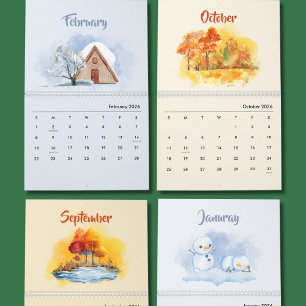 2026 Watercolor Seizoenen Kalender