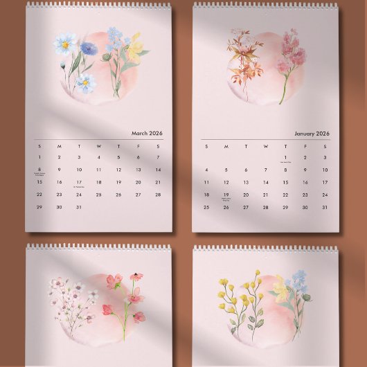 2026 Waterverf Bloemkalender Kalender