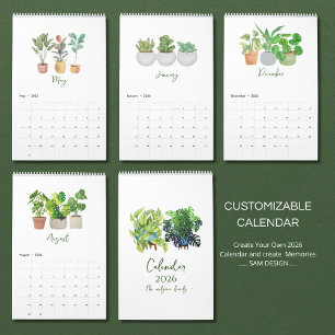 2026 Waterverf Succulent & Bladkalender Botani Kalender