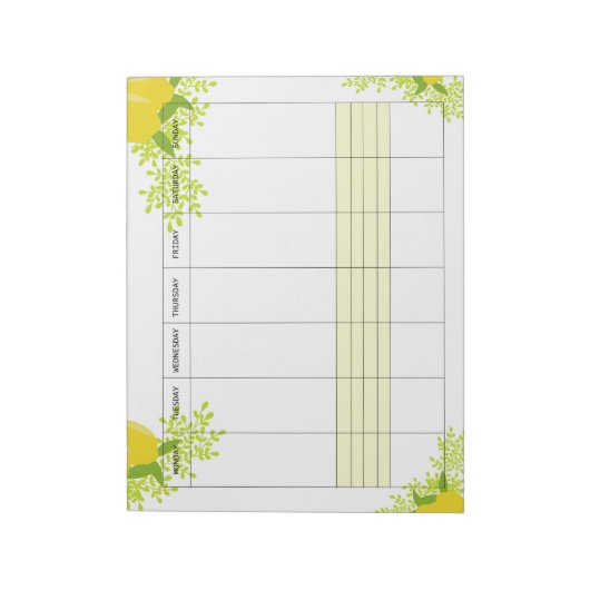 2026 weekly planner lemon  notitieblok (Linkerzijde)