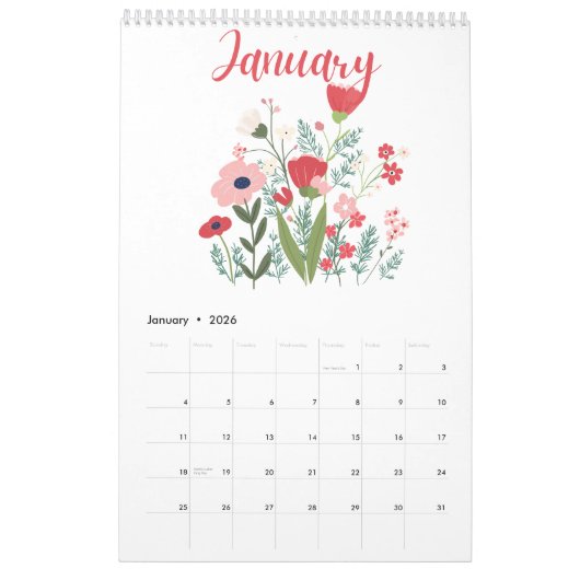 2026 Whimsical Floral Illustrations Kalender (Jan 2026)