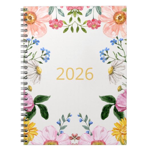 2026 Whimsical Wildflowers notitieboek (Voorkant)