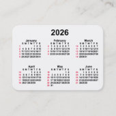 2026 White 52 Week ISO Calendar door Janz Visitekaartje (Voorkant)